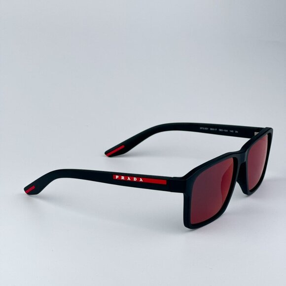 Prada Linea Rossa PS05YS 1BO10A BRAND NEW Sunglasses Matte Black Grey Red Unisex - Picture 6 of 10